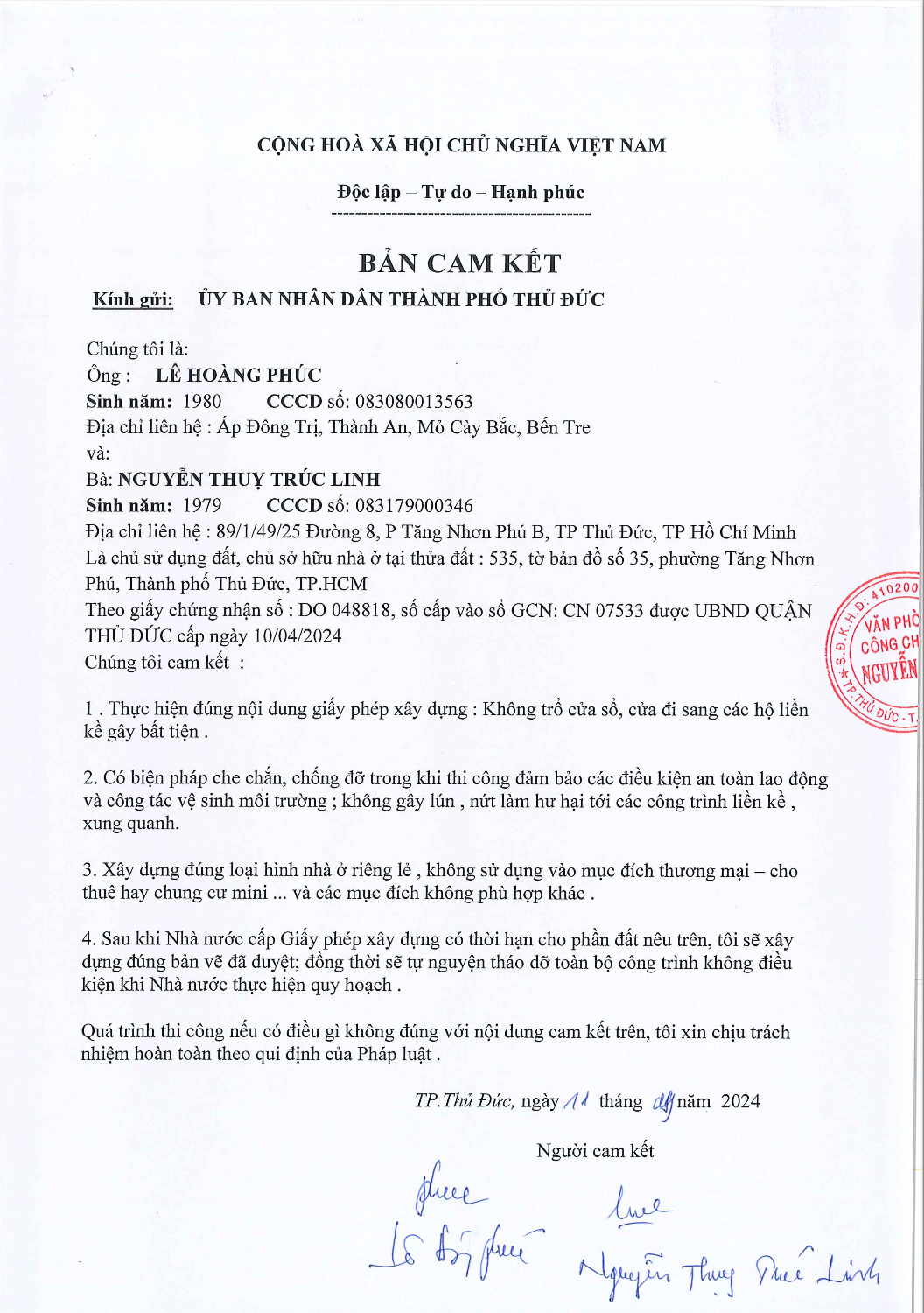 Trang chủ 10 Bản cam kết khi xây dựng
