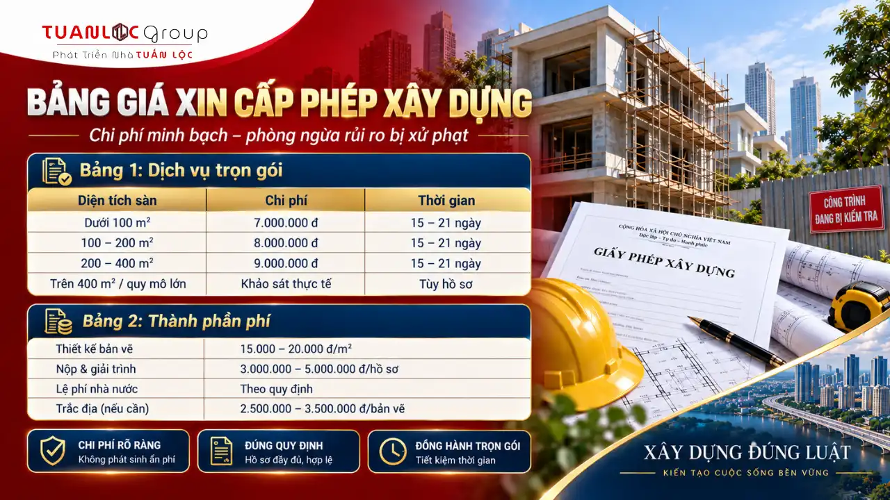 Bảng giá dịch vụ xin phép xây dựng giúp chủ đầu tư chủ động chi phí trước khi khởi công