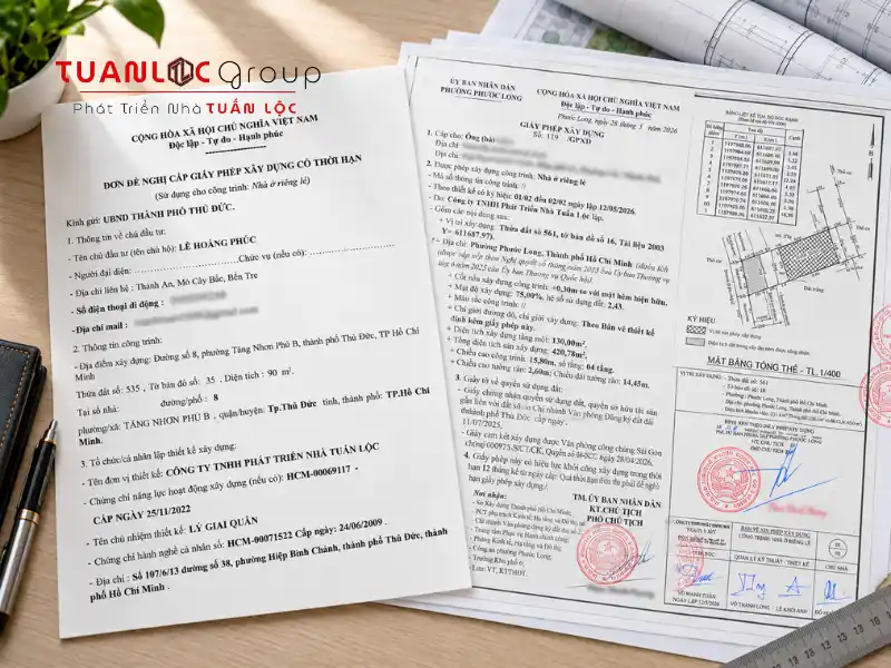 Bộ hồ sơ xin phép xây dựng Hiệp Bình Chánh gồm giấy tờ pháp lý và bản vẽ kỹ thuật phù hợp với hiện trạng thửa đất