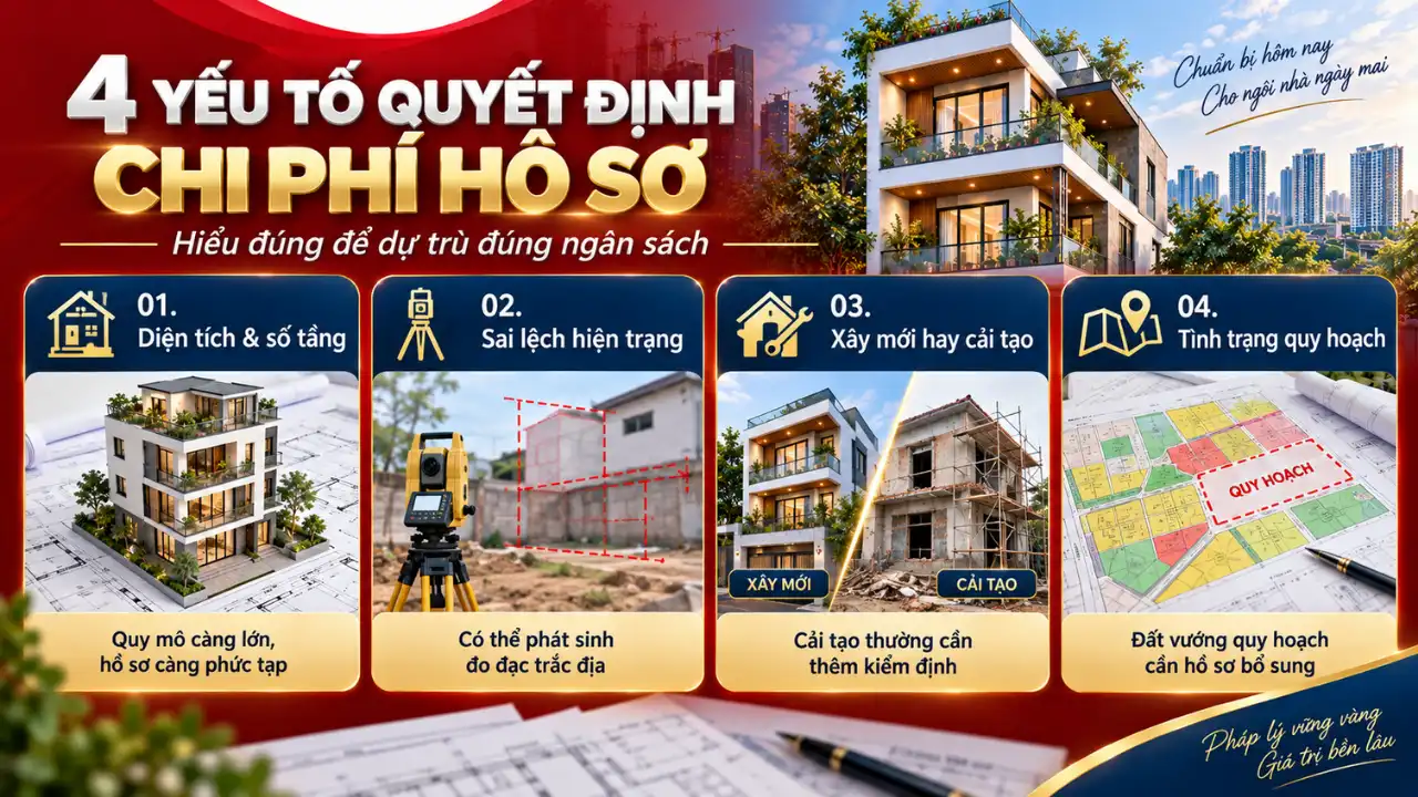 Các yếu tố ảnh hưởng đến giá xin phép xây dựng Thủ Đức gồm diện tích, hiện trạng, loại công trình và quy hoạch