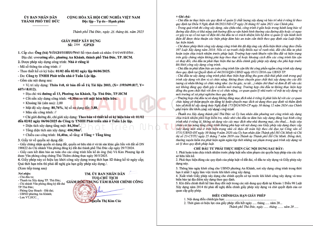 Dịch Vụ xin phép xây dựng An Phú Trọn Gói, Nhanh Chóng, Tiết Kiệm 6 Hoàn tất giấy phép xây dựng phường An Khánh