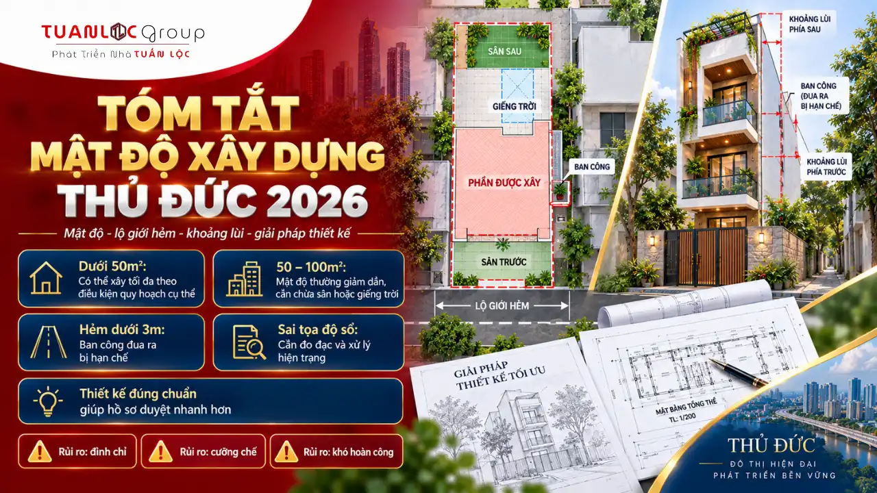 Quy Định Mới Nhất Về mật độ xây dựng Thủ Đức Và Lộ Giới Hẻm 2026 2 Infographic mật độ xây dựng Thủ Đức, lộ giới hẻm, khoảng lùi và giải pháp thiết kế năm 2026