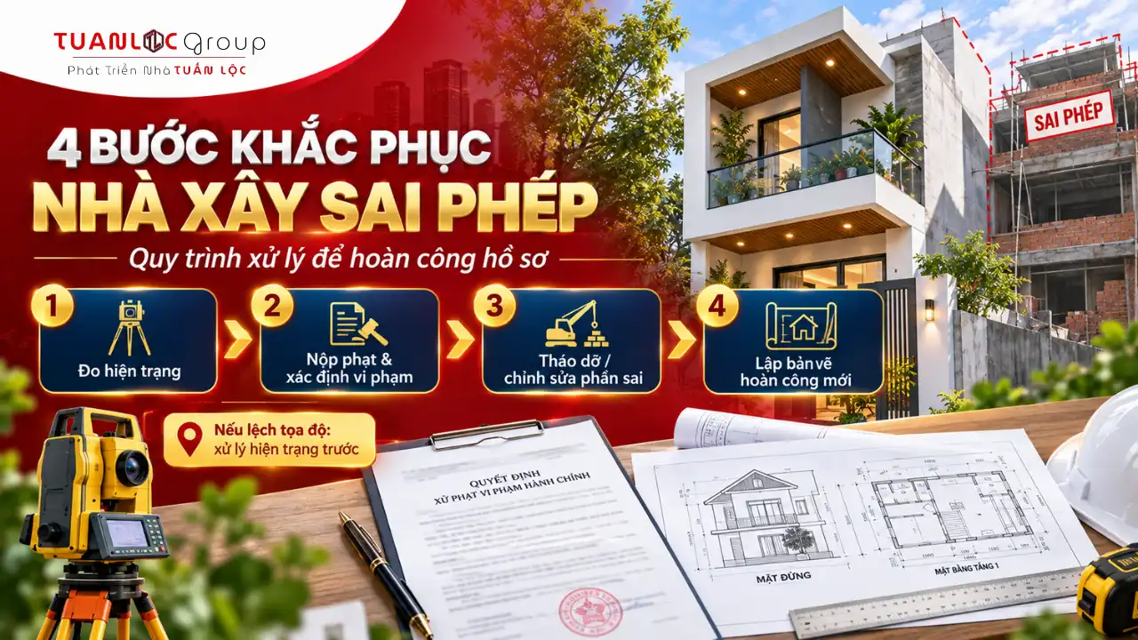 Hướng Dẫn Cách Khắc Phục Để hoàn công nhà xây sai phép 2026 4 Quy trình đo hiện trạng, xử lý vi phạm và lập bản vẽ hoàn công nhà xây sai phép