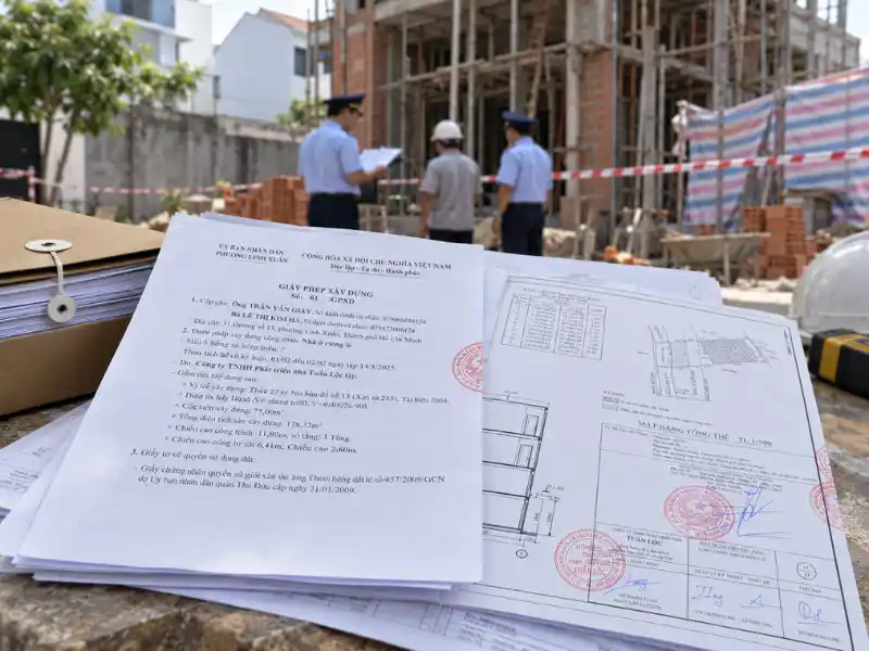 Thi công sai phép hoặc không phép có thể dẫn đến đình chỉ công trình, xử phạt hành chính và phát sinh rủi ro pháp lý nghiêm trọng