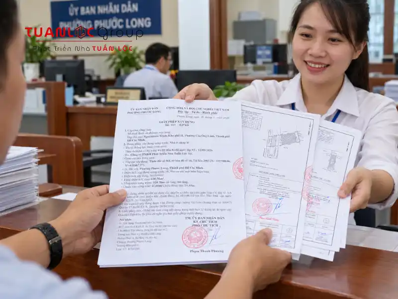 Tuấn Lộc hỗ trợ xin phép xây dựng phường Phước Long từ khảo sát hiện trạng, lập bản vẽ đến nộp hồ sơ và bàn giao giấy phép đúng tiến độ