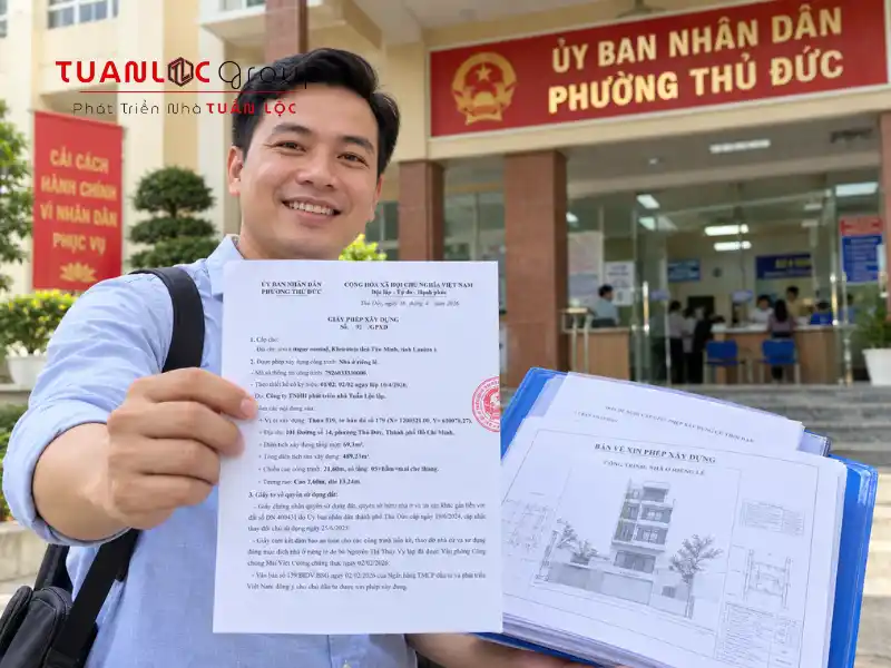 Tuấn Lộc hỗ trợ xin phép xây dựng phường Thủ Đức từ khảo sát hiện trạng, lập bản vẽ đến nộp hồ sơ và bàn giao giấy phép đúng tiến độ