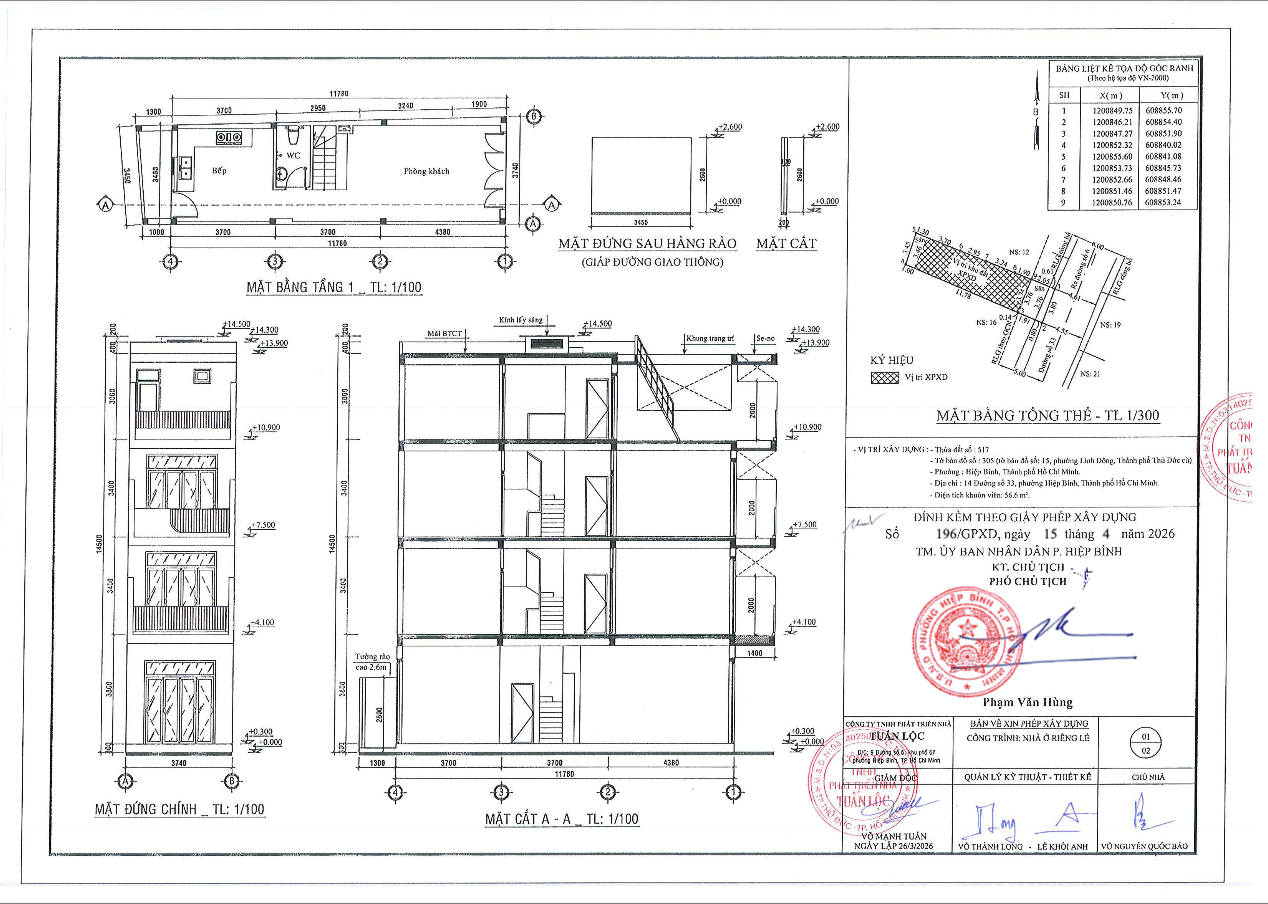 Bản vẽ xin phép xây dựng do công ty Tuấn Lộc lập 
